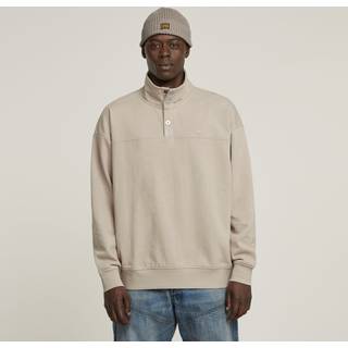 Snap Button Loose Sweater - Beige - Men