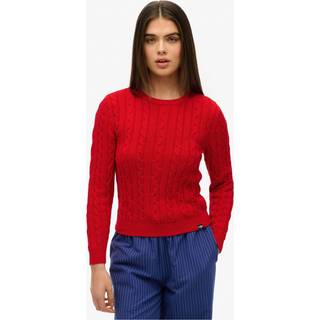 Superdry Superdry Red Essentials Slim Cable Knit Crew Neck 100% Cotton Jumper