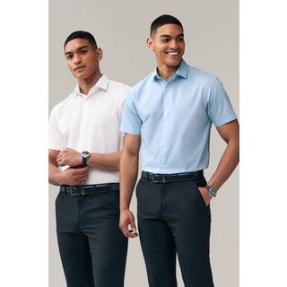 Next White/Blue Regular Fit Easy Care Short Sleeve Smart Shirts 2 Pack