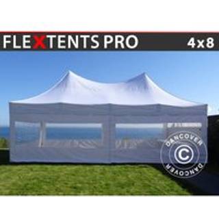 Foldetelt FleXtents Easy up pavillon PRO Peak Pagoda 4x8m Hvid, inkl. 6 sider