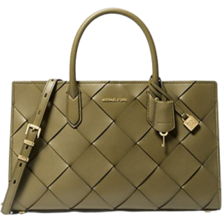MK Scarlett Medium Woven Leather Satchel - Green - Michael Kors - ONE SIZE