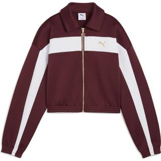 Women&#39;s Puma Relaxed Cropped Track Jacket, Red, Size M, Clothing - Ruby Shimmer - M
