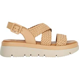 Dune London Dune London Cream Lorro Woven Strap Cross Over Heeled Sandals