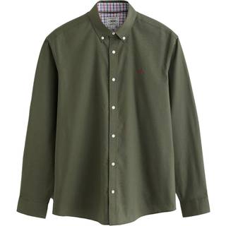 Next Khaki Green Stretch Oxford Long Sleeve Shirt