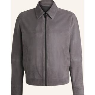 BOSS Black Herren Lederjacke grau unifarben