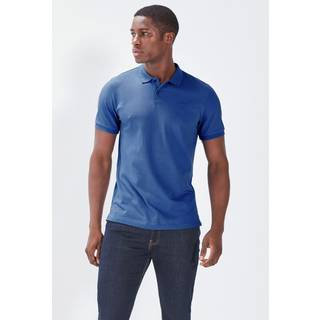 Next Mid Blue Regular Fit Short Sleeve Pique Polo Shirt