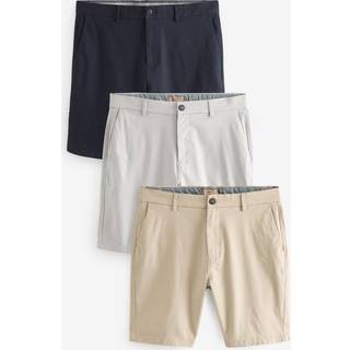 Next Navy Blue/Grey/Stone Skinny Fit Stretch Chinos Shorts 3 Pack