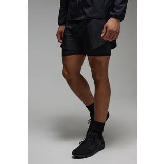 Mens Black Man Active Hybrid 2 in 1 Short