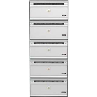 Allux PC1 systempostkasse uden lås med stållåge, alugrå - 5 moduler