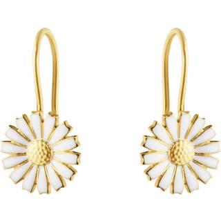 DAISY Øreringe, Georg Jensen, Sterlingsølv belagt med 18 kt. guld / Hvid emalje