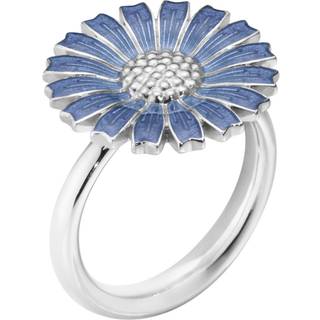 DAISY Ring (str. 51), Georg Jensen, Sterlingsølv belagt med rhodium / Blå emalje