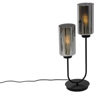 Smart bordlampe sort med røgglas 2-lys inkl. 2 Wifi ST64 - Laura