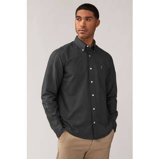 Next Charcoal Grey Regular Fit Long Sleeve Oxford Shirt