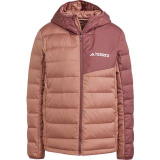 Adidas Women's Multi Light Down Hooded Jacket War Clay / Burgundy, XL