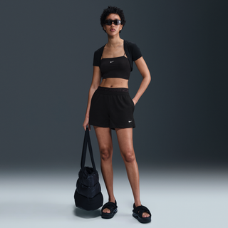 Nike Sportswear Chill Terry-shorts med mellemhøj talje til kvinder (10 cm) - sort - S (EU 36-38)