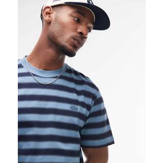 Lacoste Striped Crew Neck T Shirt Blue