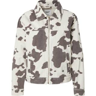 Abercrombie & Fitch Abercrombie & Fitch Cream Denim Zip Up Pony Print Jacket