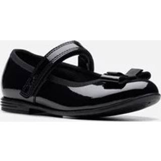 Clarks Clarks Black Wide Fit (G) Finja Tap Mary Jane Bow Patent School Shoes