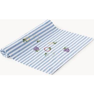 Stribet bordløber Melony med broderede motiver