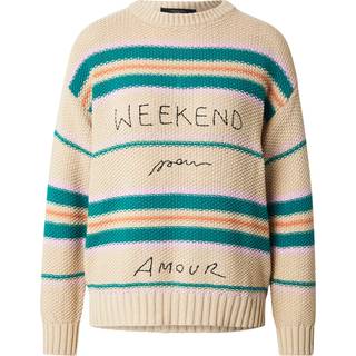 MAX MARA WEEKEND ANGUS BEIGE CREWNECK SWEATER WITH EMBROIDERY
