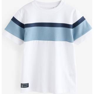 Next White/Blue Textured Colourblock Short Sleeve T-Shirt (3-16yrs)