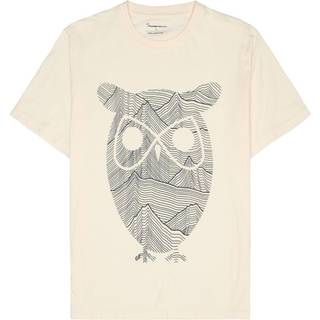 KnowledgeCotton Apparel Regular Mountain OWL Printed T-shirt Herrer størrelse M farve hvid