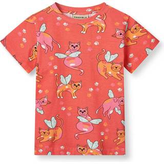 Småfolk Cats T-shirt Pink Punch 4-5 Y  Rød  4-5 år  kvinde