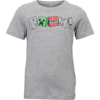 Guppy Minecraft Drenge T-shirt - Grey Melange - 134/140