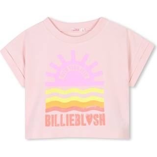 Billieblush Billieblush Pink Logo Sunset Graphic Short Sleeve Cropped T-Shirt