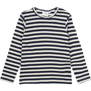 The New Siblings Fro Uni LS Rib T-shirt - Indigo stripe