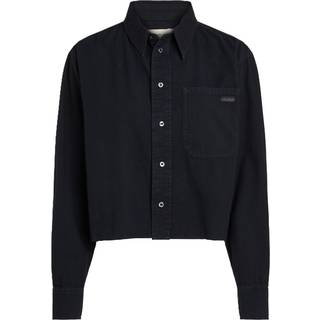 Cropped Denim Dad Shirt - Black - XL