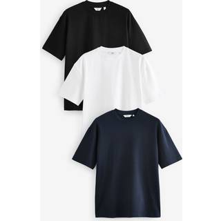 Next White/Black/Navy Relaxed Fit Heavyweight T-Shirts 3 Pack