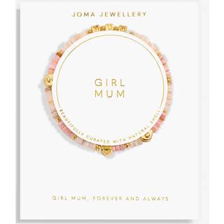 Joma Gold Pink Cubes Girl Mum Bracelet - Gold - 17.5cm