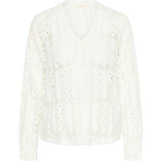 Cream Crtully V-Neck Lace Blouse Bluser 10613676 Snow White (38)