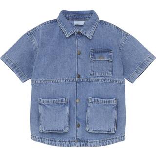 EnFant Kortærmet Denimskjorte Light Denim Blue 116 cm  Blå  116 cm  mand