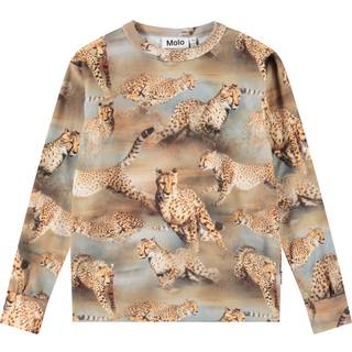 Molo Rill Long-Sleeved T-Shirt Fast Cheetahs 110 cm  Beige  110 cm  mand
