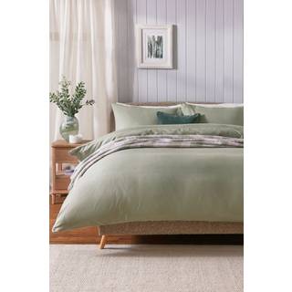 Next Sage Green Supersoft 100% Brushed Cotton Duvet Cover Plain and Pillowcase Set