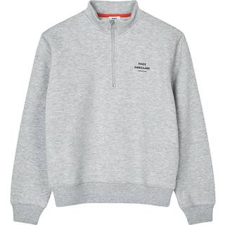Mads Nørgaard Crewie Half Zip Sweatshirt Grey Melange Med Lille Logo