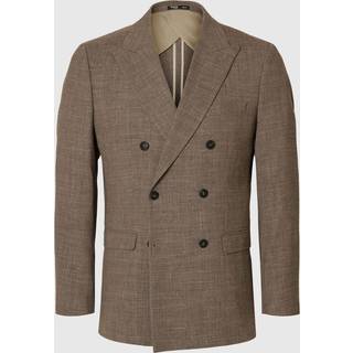 Selected Oasis Linen DB Blazer Dark Sand Melange