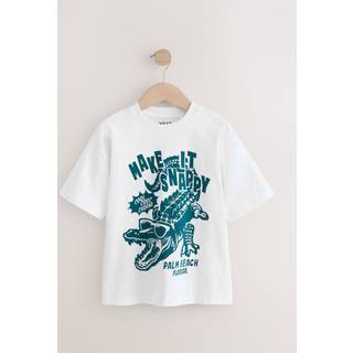 Next White Crocodile Relaxed Fit Short Sleeve Graphic Print T-Shirt (3-16yrs)