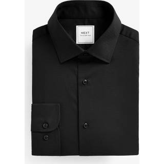 Next Black Slim Fit Easy Care Textured Single Cuff Smart Shirt
