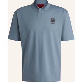 HUGO x RB-poloshirt i bomuld med stræk og diskret kulfiberlogo