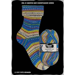 Opal nach Hundertwasser Edition 4-ply 4057 Indhold: 75% Virgin uld, 25% Polyamid Vægt/længde: 100 g = ca. 425 meter Anbefalede pinde: 2,5 mm Strikkefasthed: 10 x 10 cm = 30 m x 42 p Vask: Maskinvask 40 ℃ / Brug aldrig skyllemiddel.