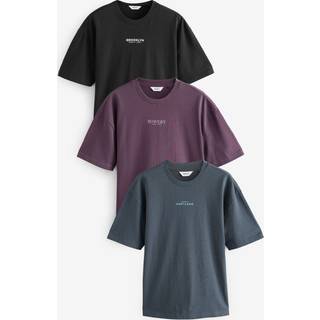 Next Purple/Blue/Black Relaxed Fit Graphic Print Heavyweight T-Shirt