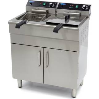 Friture - 2 x 16 Liter - 2 kurve - med aftapningshane og stativ (230 volt)