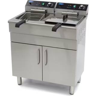 Friture - 2 x 16 Liter - 2 kurve - med aftapningshane og stativ (400 volt) (BF)