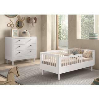 Børneseng og kommode sæt 70 x 140 cm – Forrest Beech, hvid