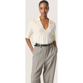 Soaked In Luxury Slspina Polo Pullover Ss Strik 30408051 Whisper White (SMALL)