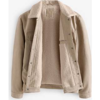 Next Stone Faux Suede Borg Collared Trucker Jacket