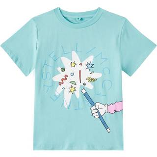 Stella McCartney Kids Printed cotton jersey T-shirt - blue - Y 2